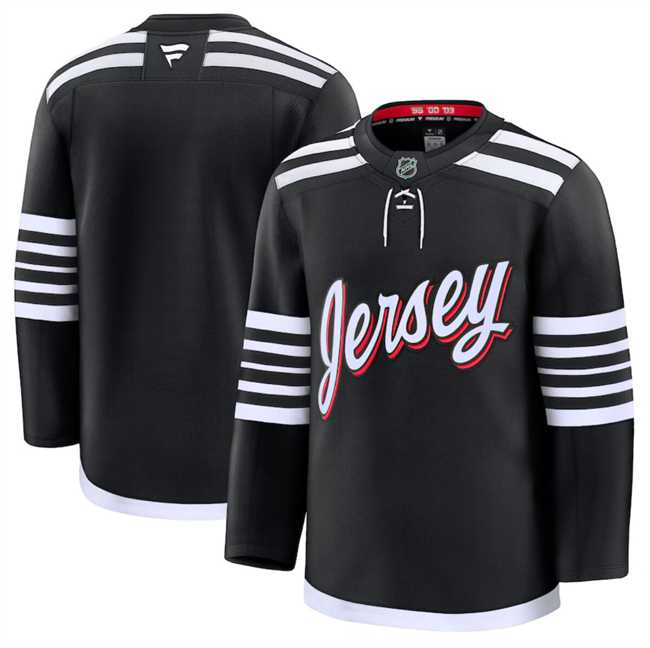 Mens New Jersey Devils Custom Black 2024-25 Alternate Stitched Hockey Jersey